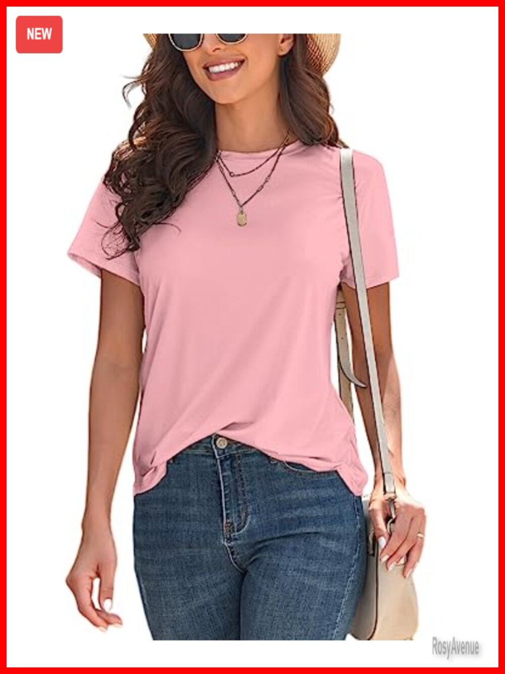 Women's Basic Plain T-Shirt Short Sleeve Crew Neck Loose Fit Summer Top